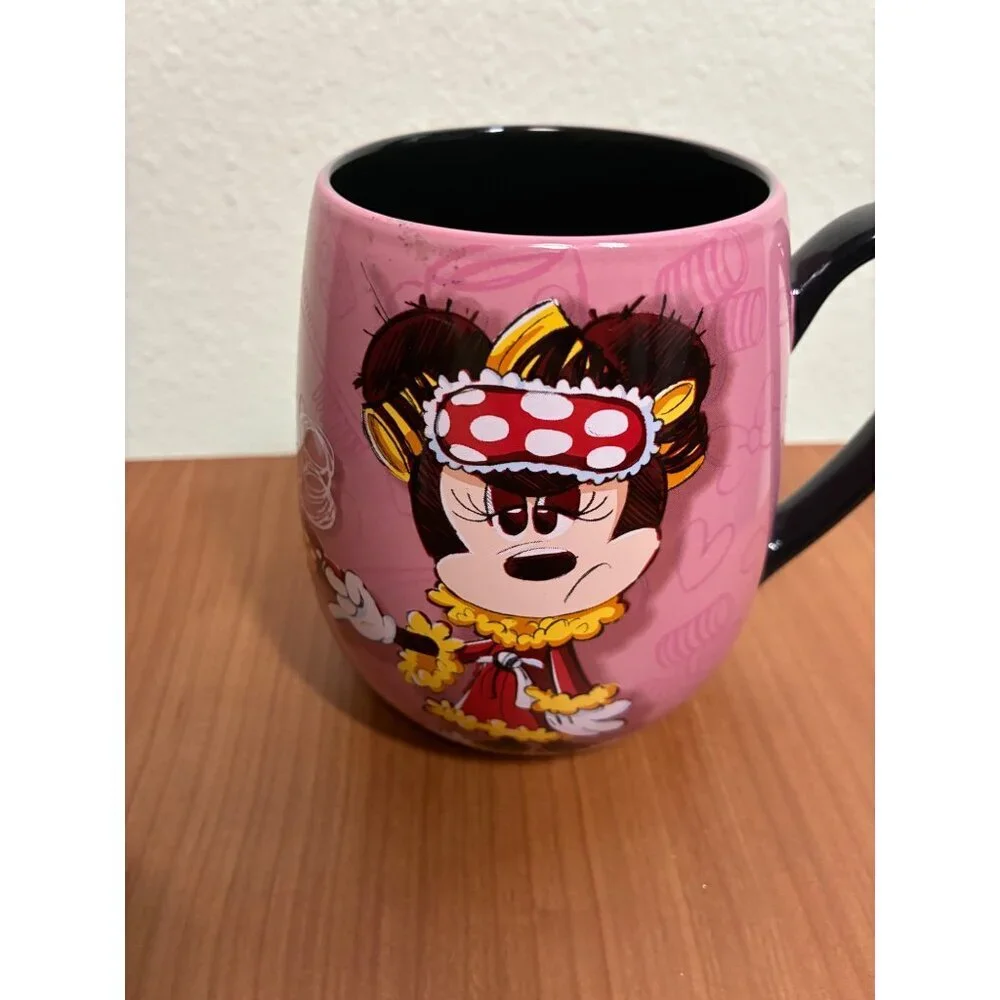 Disney Minnie Mouse Grumpy Morning Only Awake For Coffee Mug Pink